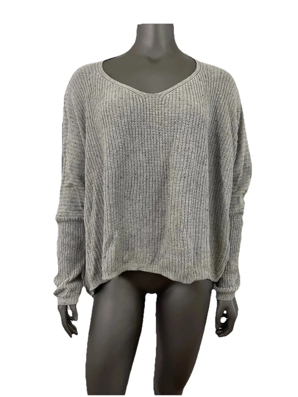 Carly Jean Los Angeles Sweater S/M Gray Boxy Slouchy Speckled Oversized Dolman
